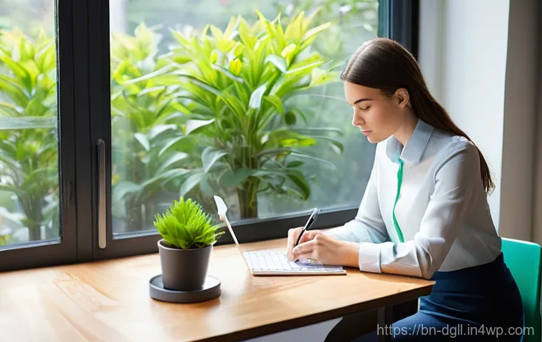 디지털 디톡스 캠프 업무 효율성 향상 방법 - **Prompt 1: Focused Productivity in a Digital-Free Space**
    "A young professional, appearing to b...