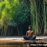 Home 22 디지털 디톡스 캠프의 장기적 효과 분석 - A serene digital detox camp setting in rural Bangladesh, featuring a young adult sitting peacefully ...